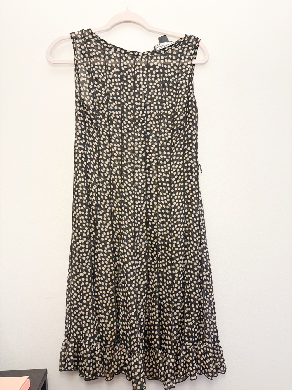 Vintage sheer Black and Cream Polka Dot Midi Dress